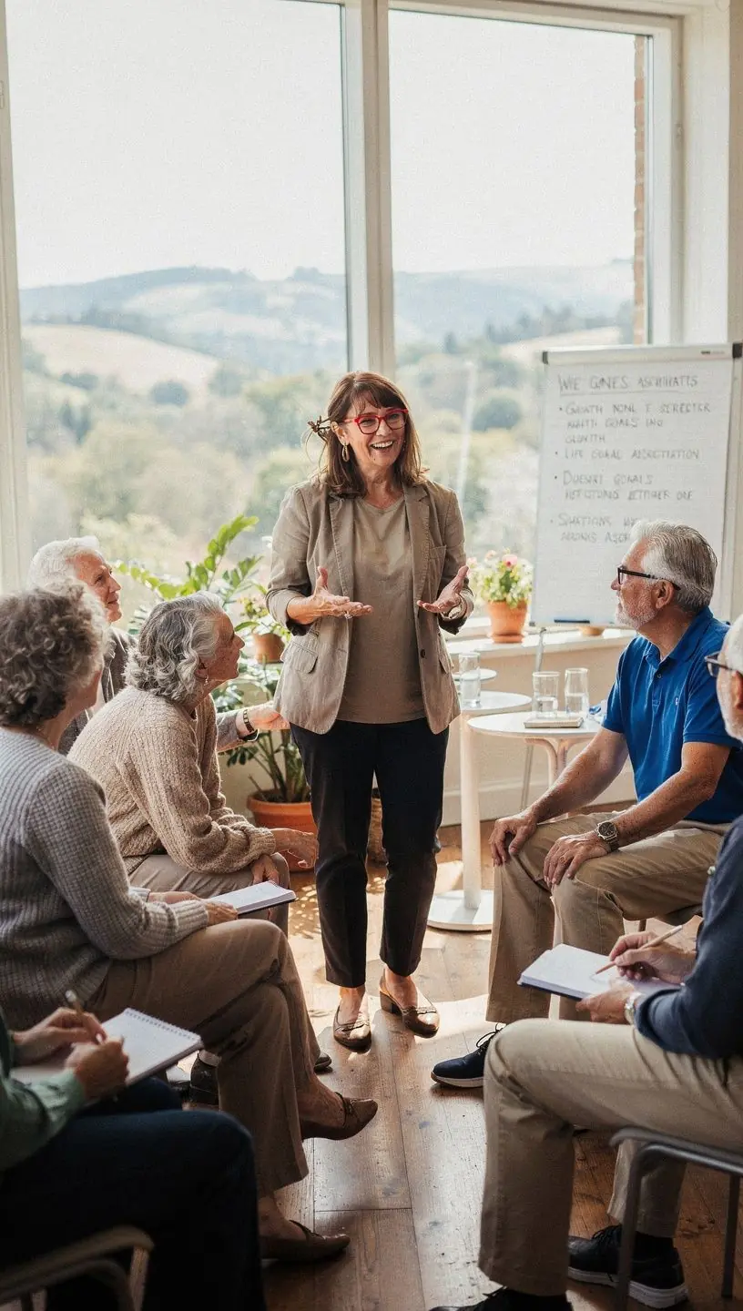 Seniors dancing joyfully, enhancing mental health and community.
